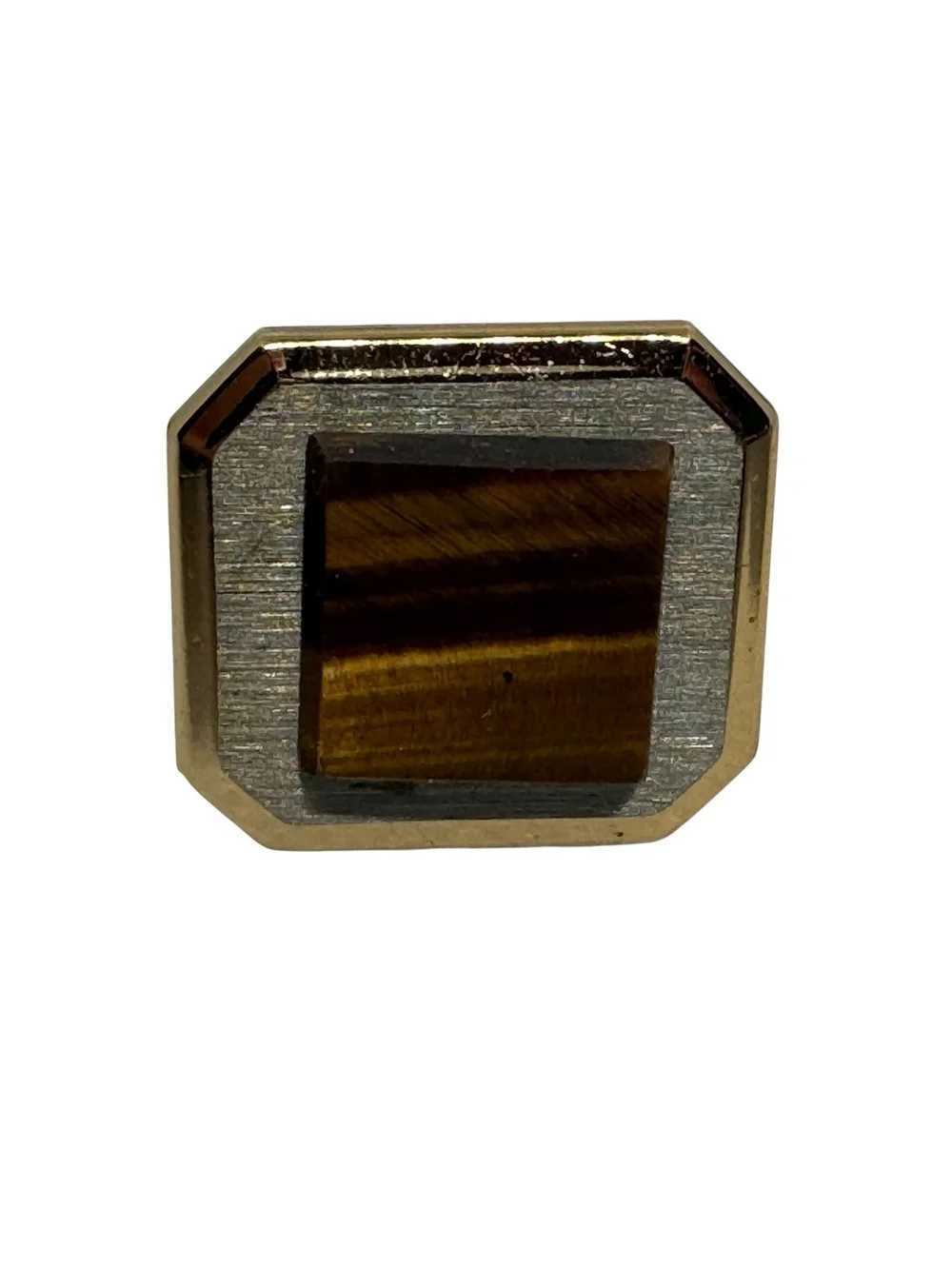 Vintage Swank Tiger Eye Cufflinks & Tie Tack Set Gold Tone Two Tone Men’s